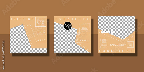 set of furniture promotion sale social media post or flyer template