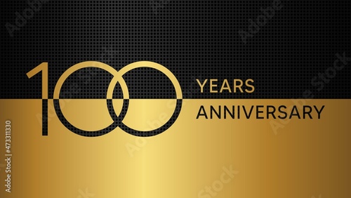 100th anniversary logo. Golden anniversary celebration emblem design for booklet, leaflet, magazine, brochure poster, web, invitation or greeting card. Rings vector illustrations. EPS 10
