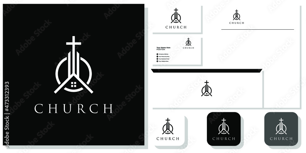 church combination symbol building prayer faith spiritual with brand ...