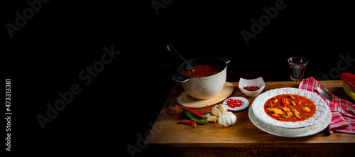 Delicious Hungarian-style goulash soup photo