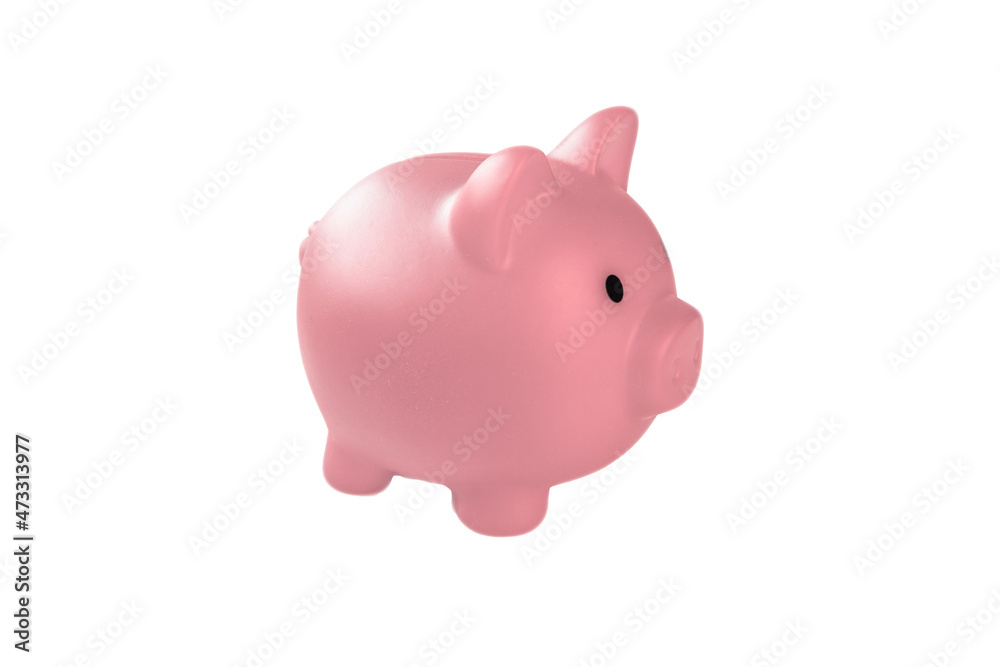 Pink piggy bank isolated on white background, savings, money, Financial, business concept space for text