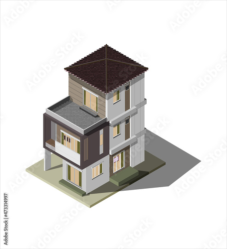  Vector isometry of a three-storey house