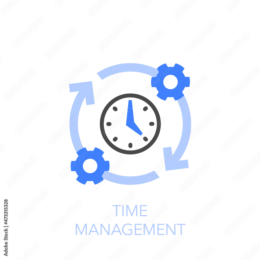 Time management symbol with a clock and process arrows. Easy to use for your website or presentation. Time management symbol with a clock and process arrows. Easy to use for your website or presentation.