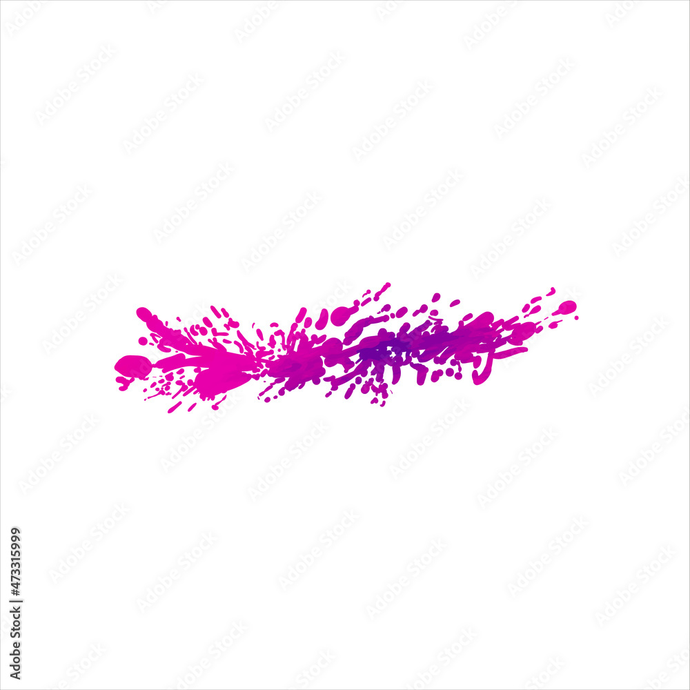 Bright Paint Splash on White Background, Watercolor Painting, Texture, Ink Splatter, Colorful Blob, Purple.