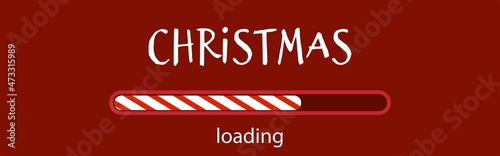 Christmas loading bar candy cane. Banner vector isolated, flat design.