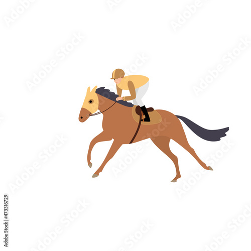 Race horse and jockey during racing  vector illustration
