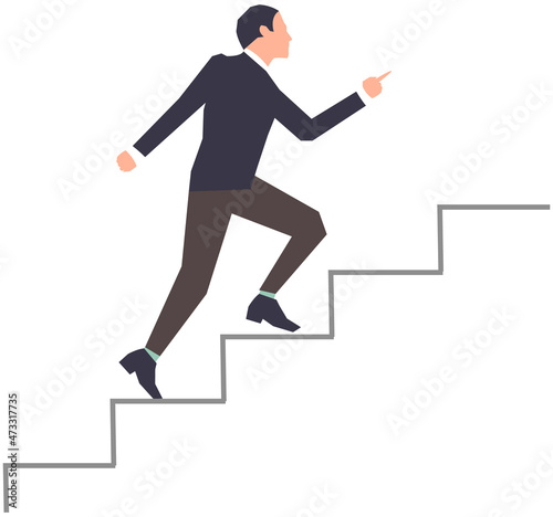 Businessman climbing stairs of success. Business competition, leadership concept. Man climbs career ladder, go to success. Successful business, strategic planning, project development © robu_s