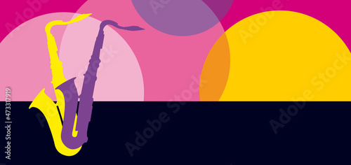 Music graphic with saxophone. The graphic is also to use as cmyk graphic.