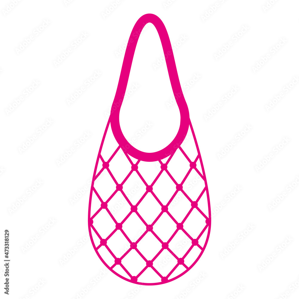 Vector cartoon empty pink grocery string bag or turtle mesh bag Vector cartoon empty pink grocery string bag or turtle mesh bag
