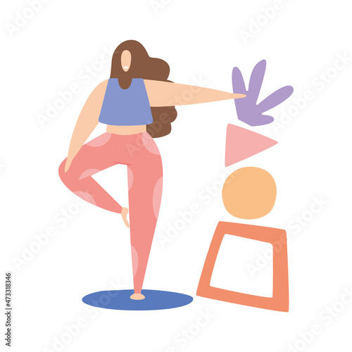 Woman doing exercise with geometric shapes Pilates