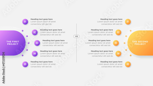 Process Workflow Features Options Comparison Chart Diagram Circles Infographic Design Template