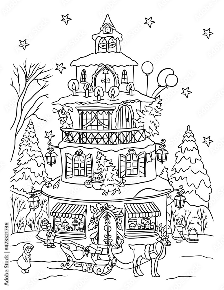 Christmas castle colouring book 