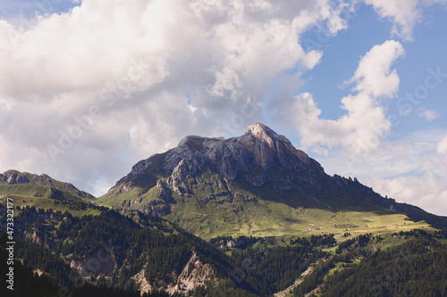 View of Dolomites mountain peak (Cima Dodici) in Puez Odle natural park photo