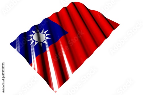 wonderful shining flag of Taiwan Province of China with large folds lie isolated on white - any feast flag 3d illustration..