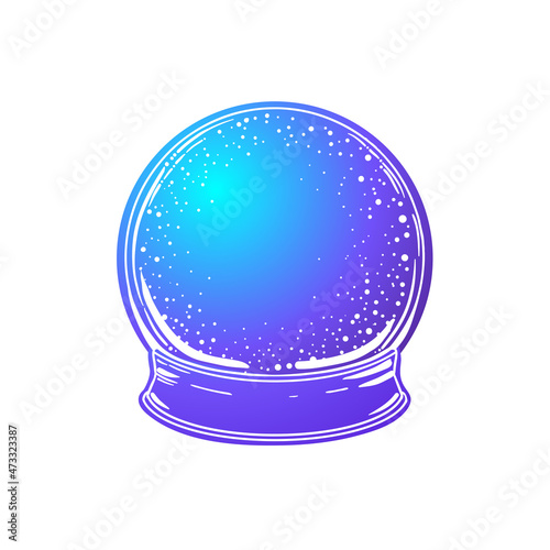 Female hand holding Magic Crystal Ball isolated on white. Creepy cute vector illustration. Gothic design, mystic magician symbol, pastel colors. Future telling, Halloween concept.
