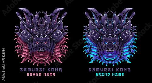 colorful japanese kong samurai illustration