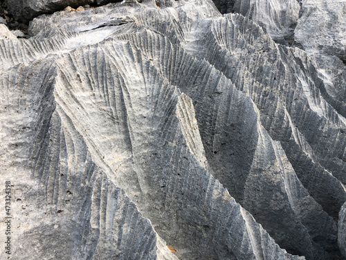 changes, sharpness, formations, crevices, corrugated and sharp structures in stones photo