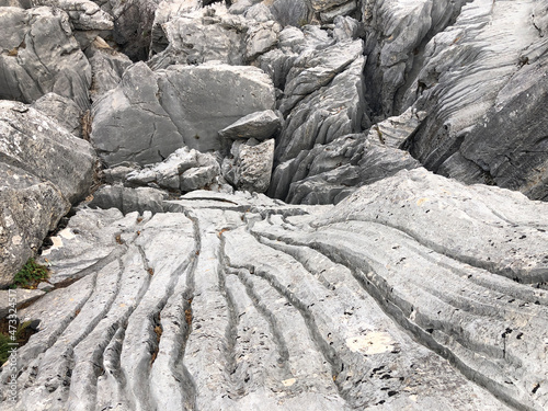 changes, sharpness, formations, crevices, corrugated and sharp structures in stones photo