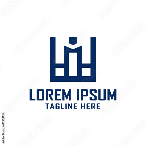 Mi letter logo with square combination