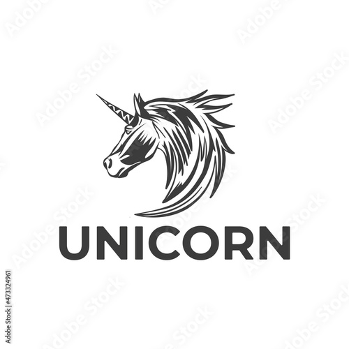 unicorn in black in abstract style
