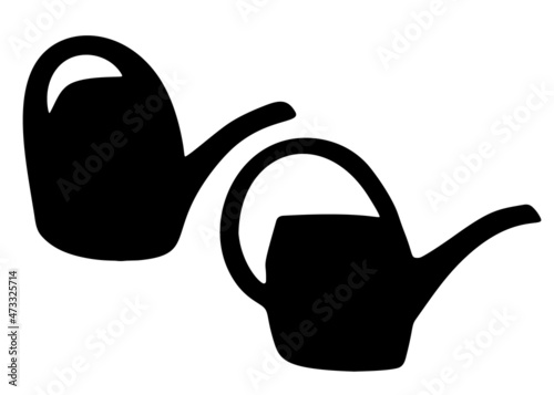 Watering cans for flowers in the set. Vector image.