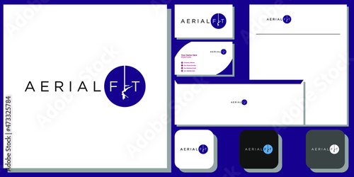 symbol aerial fits gym woman with brand identity template