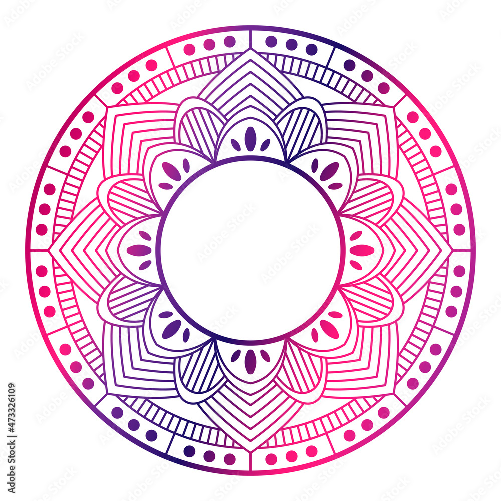 Circle frame in form of mandala. Pattern for Henna Mehndi or tattoo decoration. Decorative ornament in ethnic oriental style, vector illustration. Circle frame in form of mandala. Pattern for Henna Mehndi or tattoo decoration. Decorative ornament in ethnic oriental style, vector illustration.