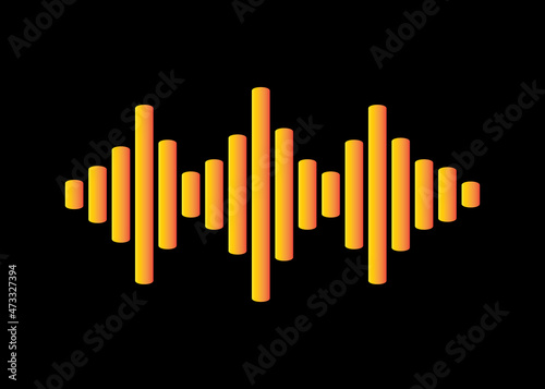 Music wave player logo. Equalizer element on a black background. Audio isolated design symbol. Jpeg illustration