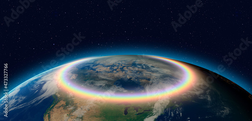 Fototapeta Naklejka Na Ścianę i Meble -  Rainbow surrounds the Earth - 