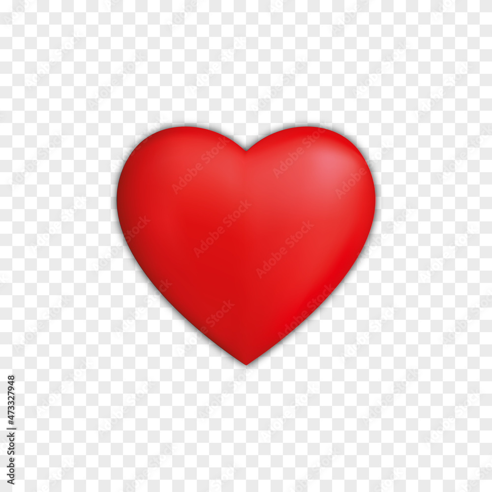 Vector realistic heart on isolated transparent background. Heart for valentine's day, heart png, love, design element.