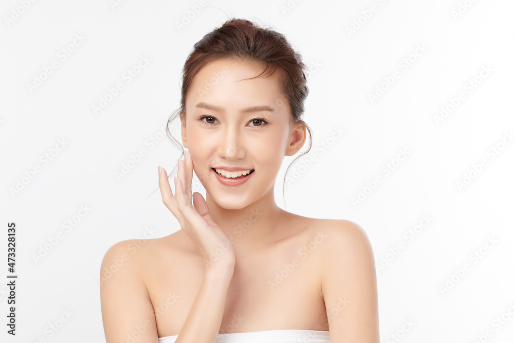 Beautiful young asian woman with clean fresh skin on white background, Face care, Facial treatment, Cosmetology, beauty and spa, Asian women portrait. Beautiful young asian woman with clean fresh skin on white background, Face care, Facial treatment, Cosmetology, beauty and spa, Asian women portrait.