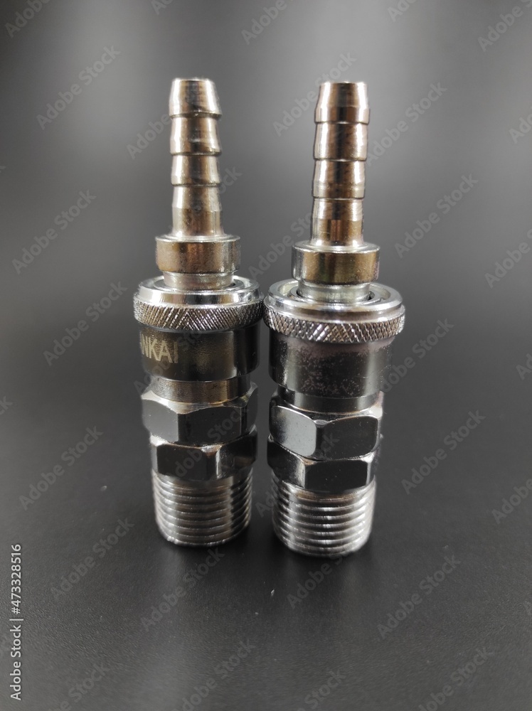 Photo of pipe hose nozzle isolated on black background, Not Focus Photo of pipe hose nozzle isolated on black background, Not Focus