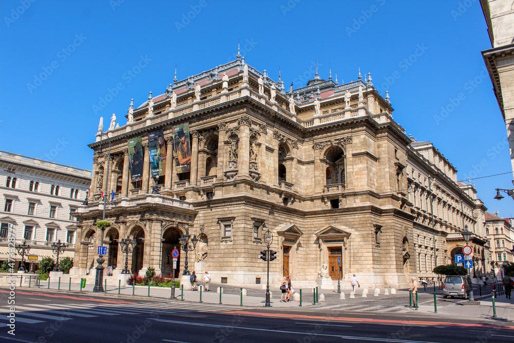 Facade of the Opera in Budapest in Hungary