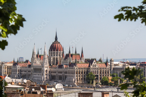 Scenic Hungarian Parliament in Budapest seen from Gellert hill