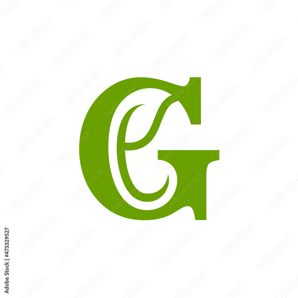 letter G natural leaf logo design 