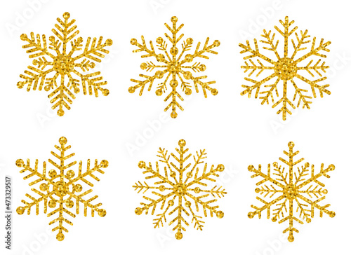 Snowflakes gold glitter vector illustration