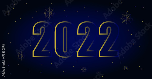 vector new year card on dark background. flat banner image from 2022