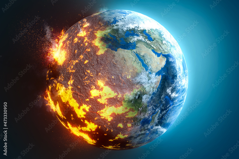 Erde im Klimawandel Umweltzerstörung Stock Illustration | Adobe Stock
