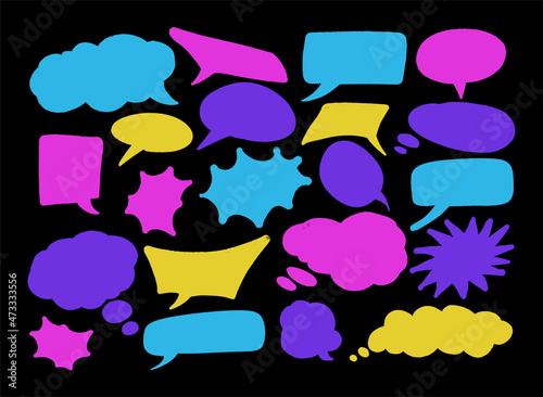 Set of hand spray graffiti speech bubbles frame. design elements background