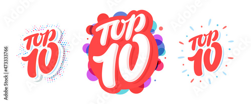 Top 10. Vector icons. Vector handwritten lettering.