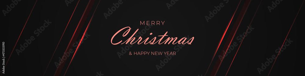 Luxury merry christmas black and red elegant background. Merry christmas and happy new year design template for holiday flyer, greeting and invitation. Vector illustration