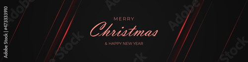 Luxury merry christmas black and red elegant background. Merry christmas and happy new year design template for holiday flyer, greeting and invitation. Vector illustration