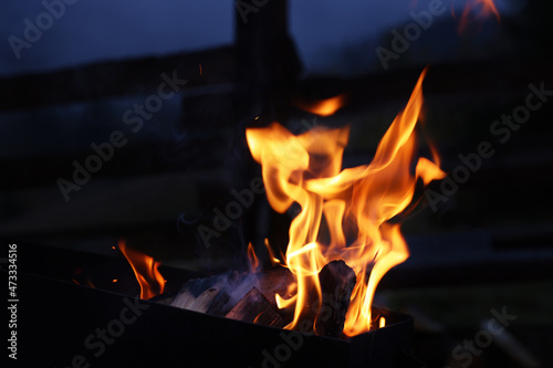 Beautiful view of bonfire outdoors in evening