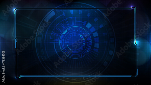 abstract futuristic background of blue glowing technology sci fi frame hud ui lower third