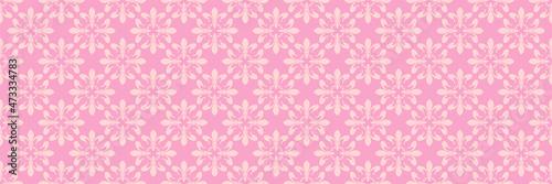 Background pattern with decorative floral ornament on a pink background. Seamless pattern for wallpaper design, texture. Vector image © PETR BABKIN