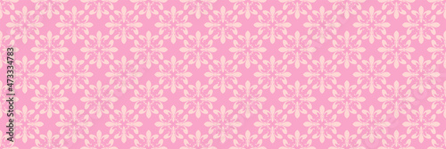 Background pattern with decorative floral ornament on a pink background. Seamless pattern for wallpaper design, texture. Vector image