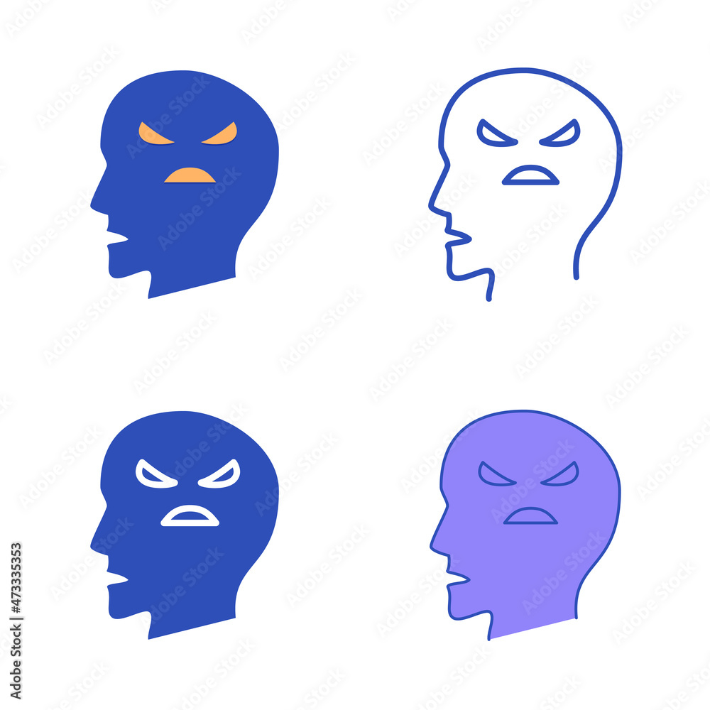 Psychosis icon set in flat and line style