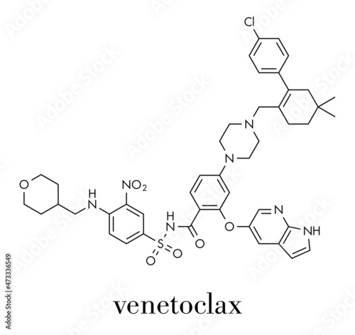 Venetoclax cancer drug molecule (BCL-2 inhibitor). Skeletal formula.