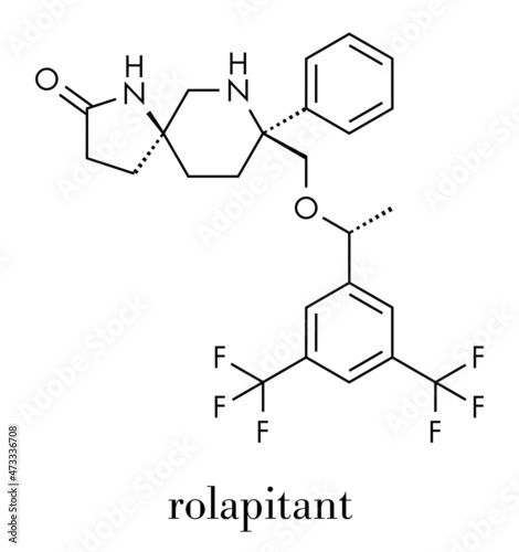 Rolapitant antiemetic drug molecule. Skeletal formula. photo