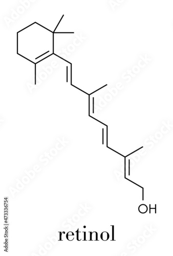 Retinol (Vitamin A) molecule. Skeletal formula.